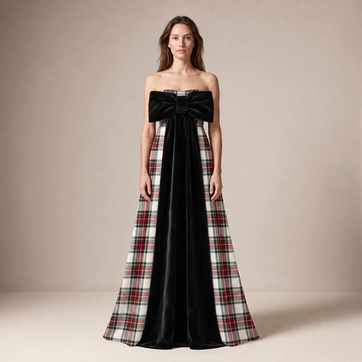 The Bow Dress in Ivory Highland Tartan — Mrs. Francoise Holidays 2026