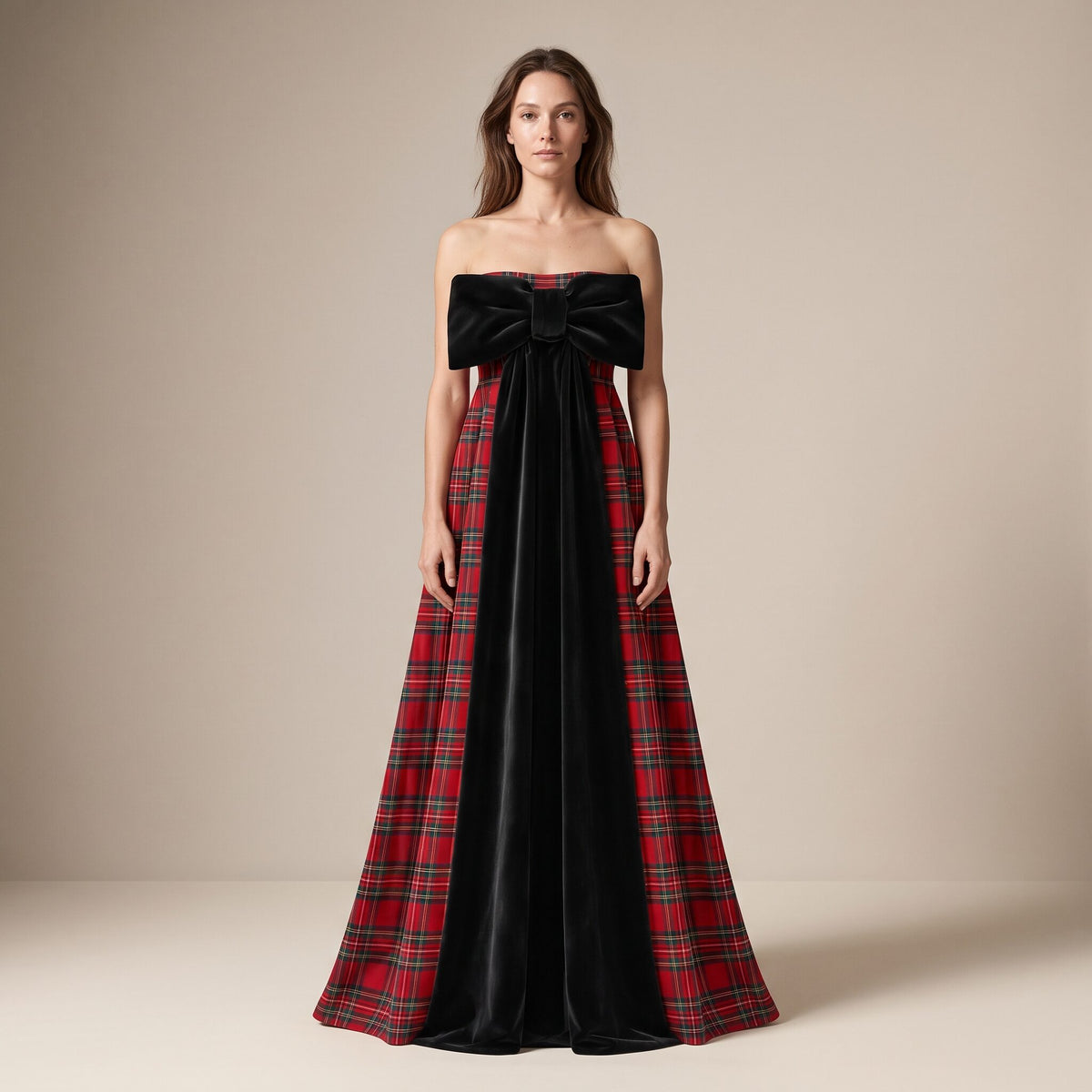 The Bow Dress in Red Stewart Tartan — Mrs. Francoise Holidays 2026
