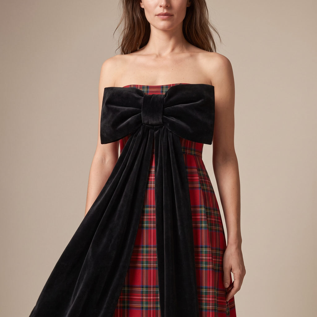 The Bow Dress in Red Stewart Tartan — Mrs. Francoise Holidays 2026