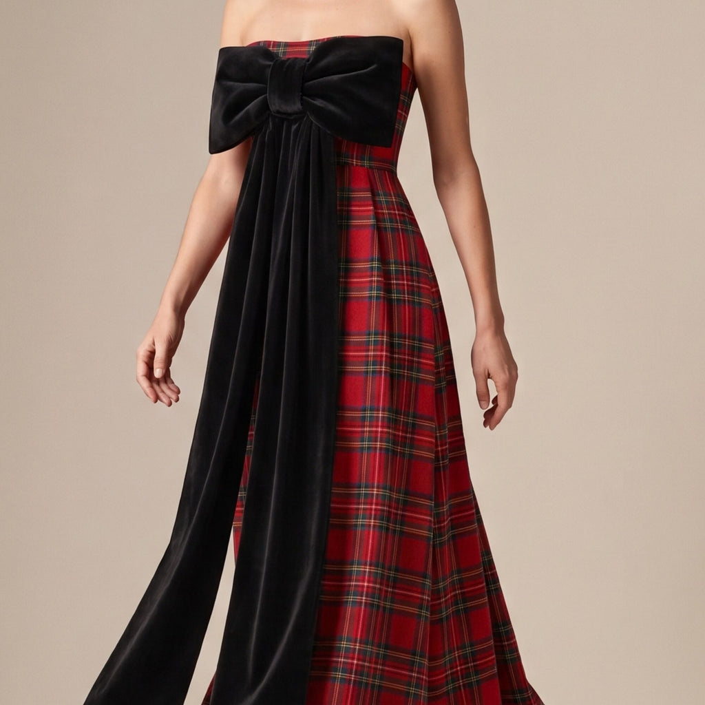 The Bow Dress in Red Stewart Tartan — Mrs. Francoise Holidays 2026