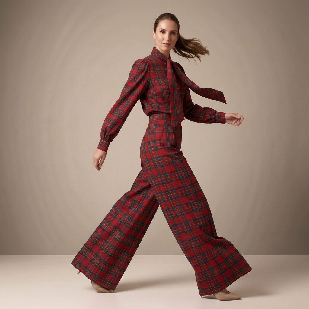 The Bow Shirt in Red Stewart Tartan — Mrs. Francoise Holidays 2026