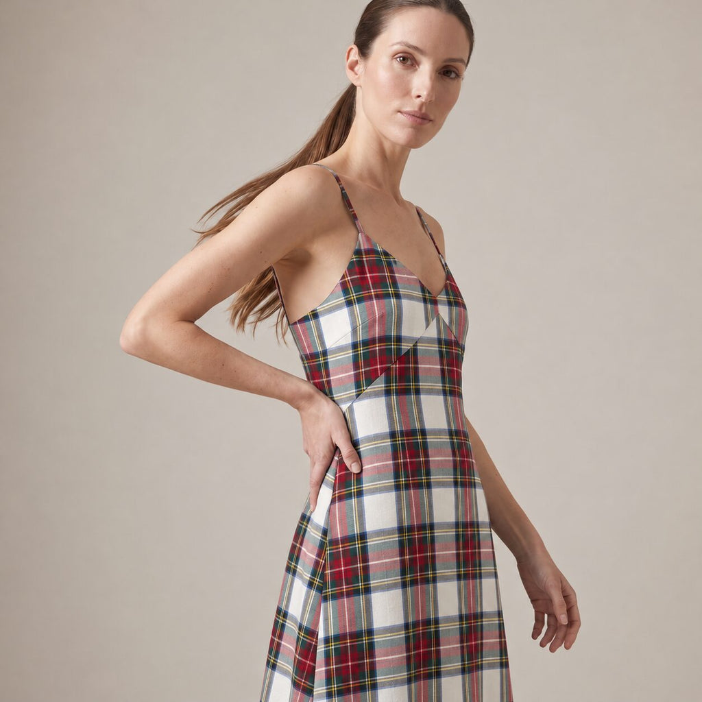 The Candlelight Dress in Red Stewart Tartan — Mrs. Francoise Holidays 2026