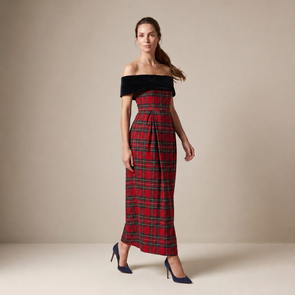 The Cinema Dress in Red Stewart Tartan — Mrs. Francoise Holidays 2026
