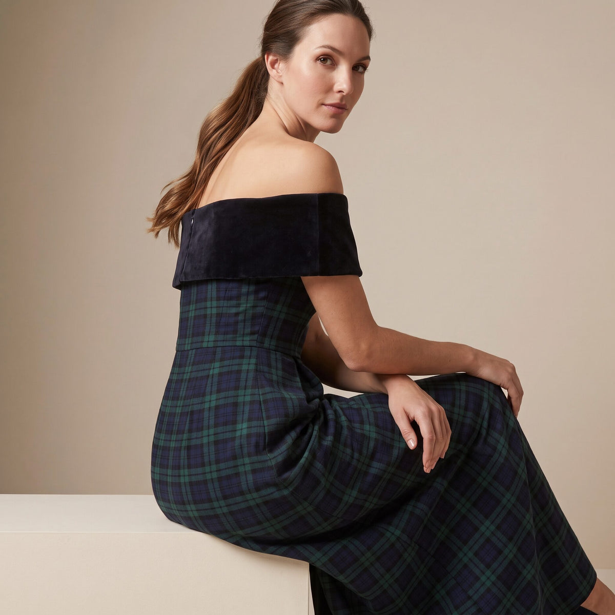 The Cinema Dress in Red Stewart Tartan — Mrs. Francoise Holidays 2026