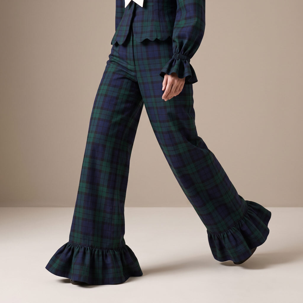 The Darling Blouse in Blue & Green Scottish Tartan — Mrs. Francoise Holidays 2026