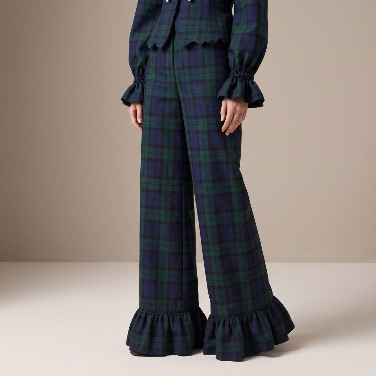 The Darling Blouse in Blue & Green Scottish Tartan — Mrs. Francoise Holidays 2026