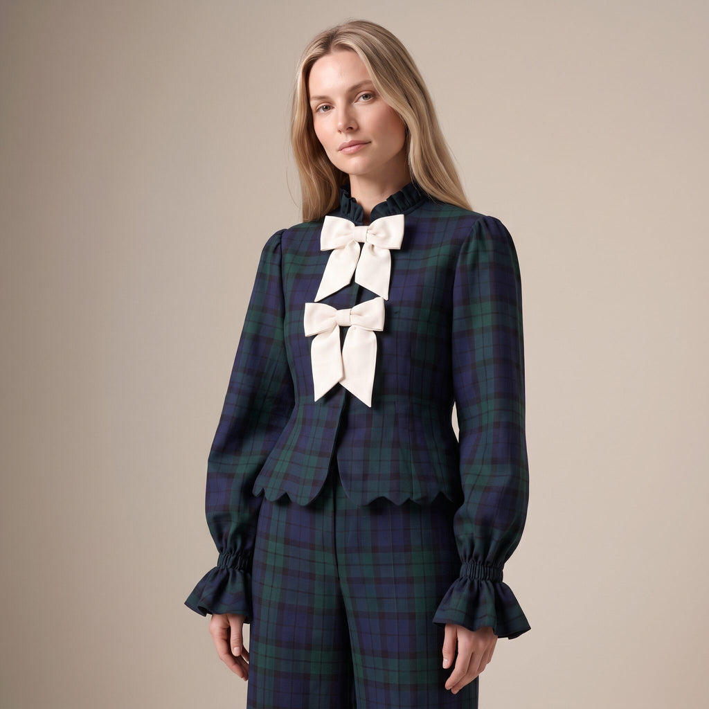The Darling Blouse in Blue & Green Scottish Tartan — Mrs. Francoise Holidays 2026