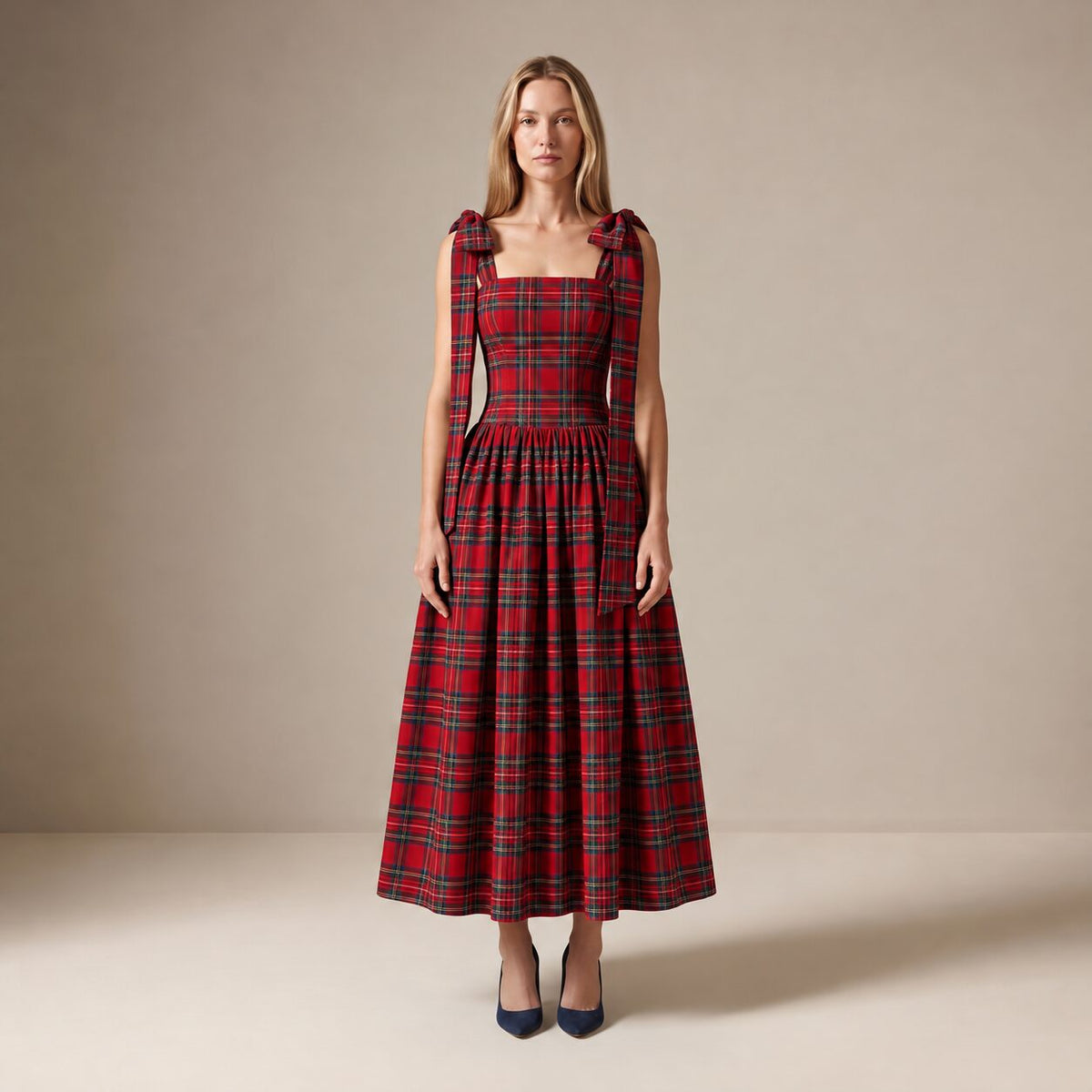 The Festive Dress in Red Stewart Tartan — Mrs. Francoise Holidays 2026
