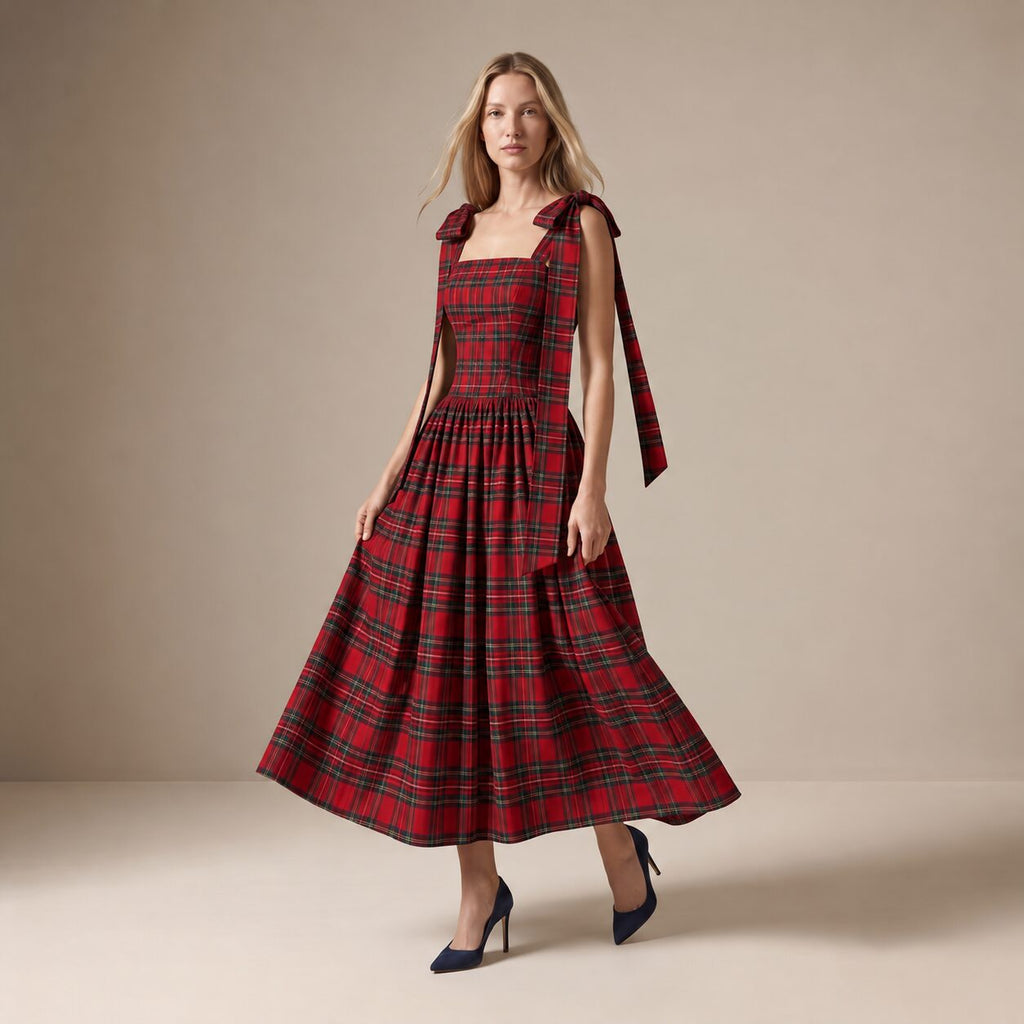 The Festive Dress in Red Stewart Tartan — Mrs. Francoise Holidays 2026
