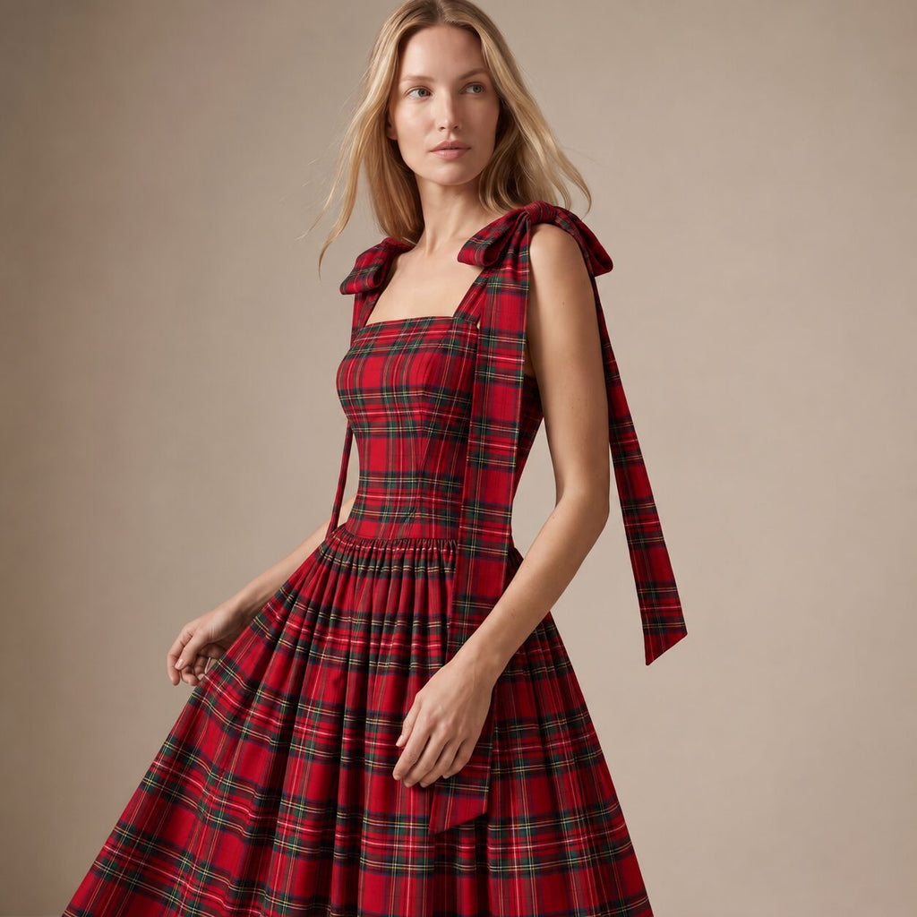 The Festive Dress in Red Stewart Tartan — Mrs. Francoise Holidays 2026