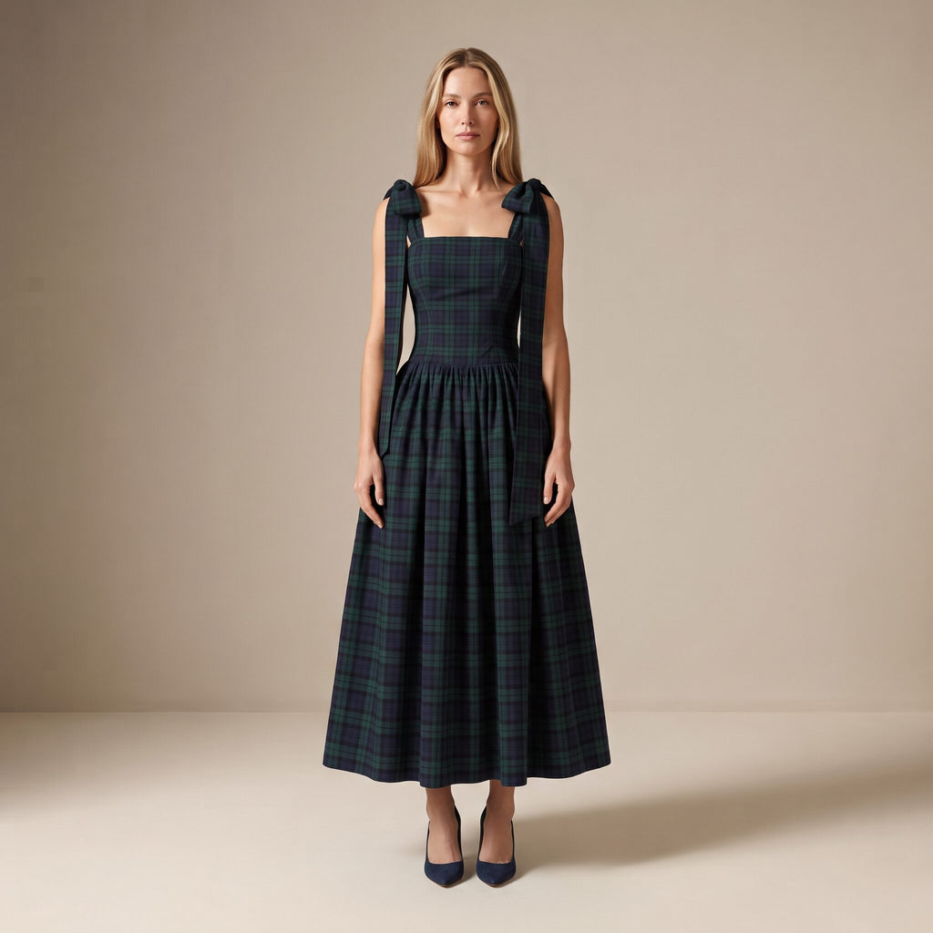 The Festive Dress in Red Stewart Tartan — Mrs. Francoise Holidays 2026