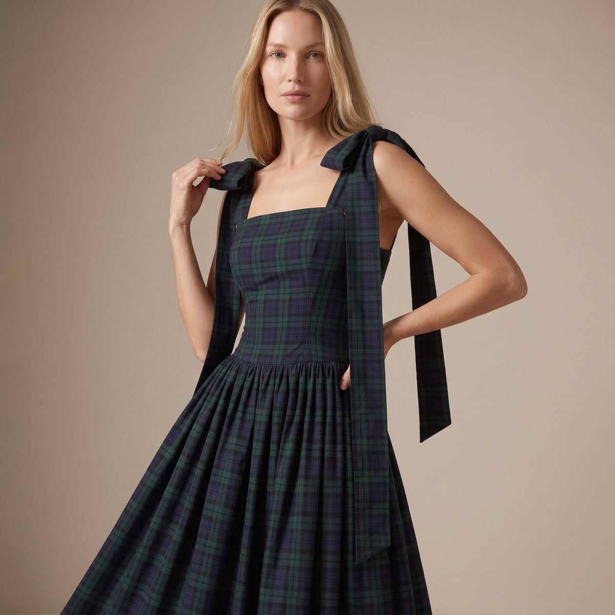 The Festive Dress in Red Stewart Tartan — Mrs. Francoise Holidays 2026