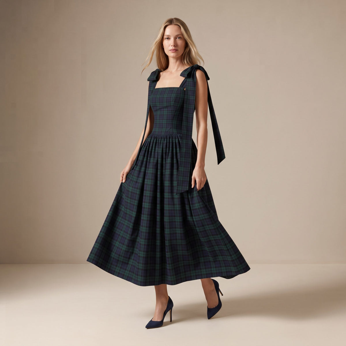 The Festive Dress in Red Stewart Tartan — Mrs. Francoise Holidays 2026