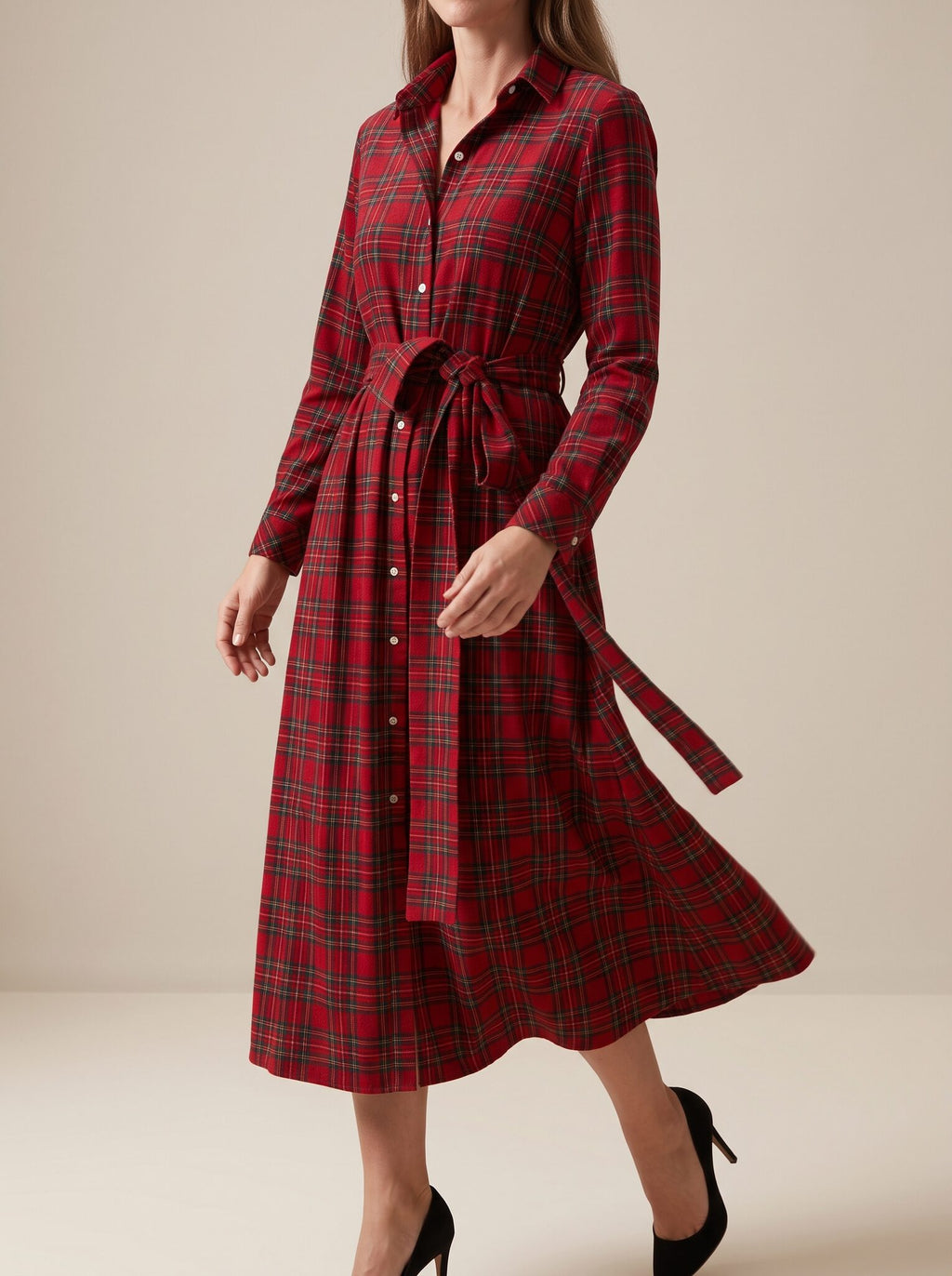The Heritage Dress in Red Stewart Tartan — Mrs. Francoise Holidays 2026