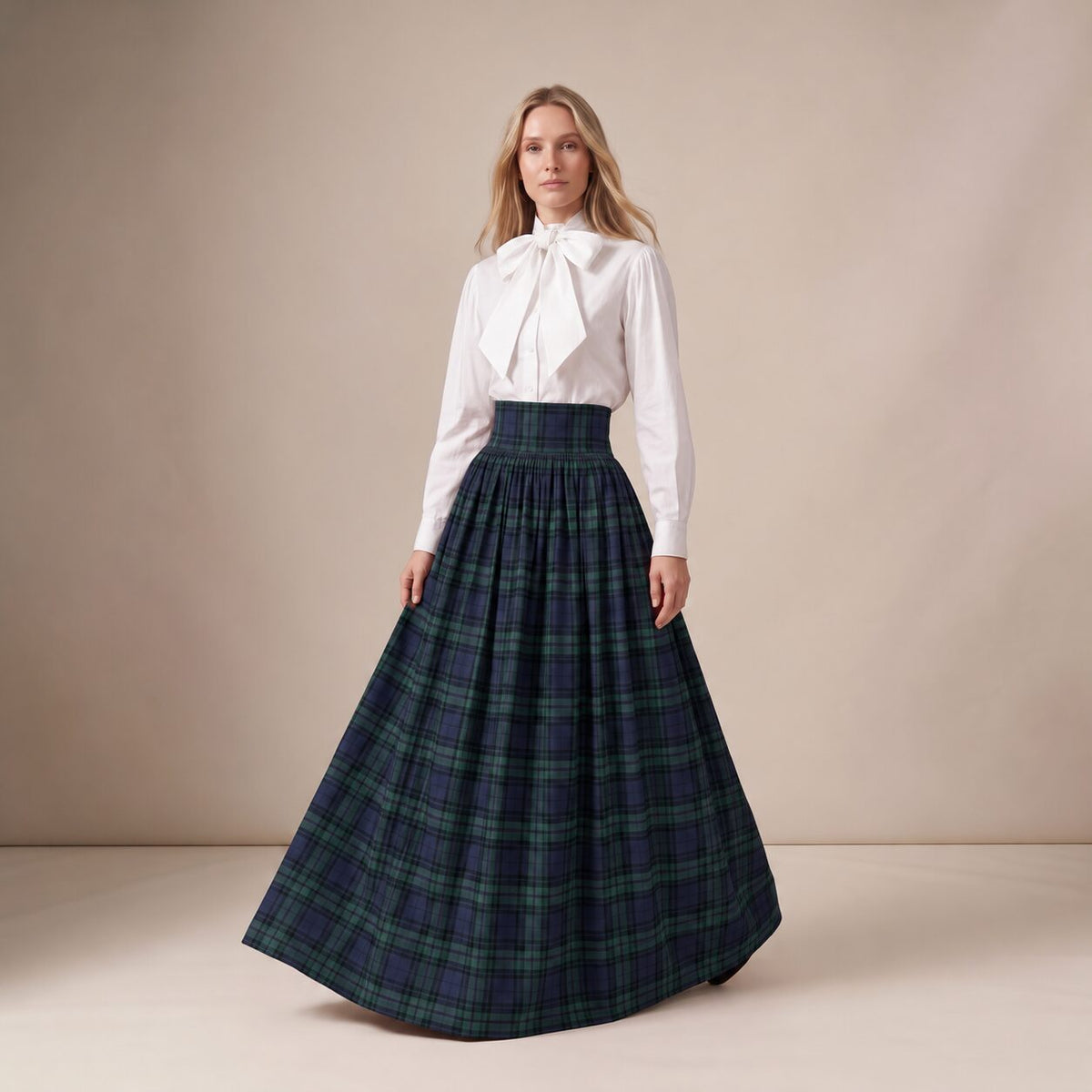 The Holidays Ball Skirt in Blue & Green Scottish Tartan — Mrs. Francoise Holidays 2026