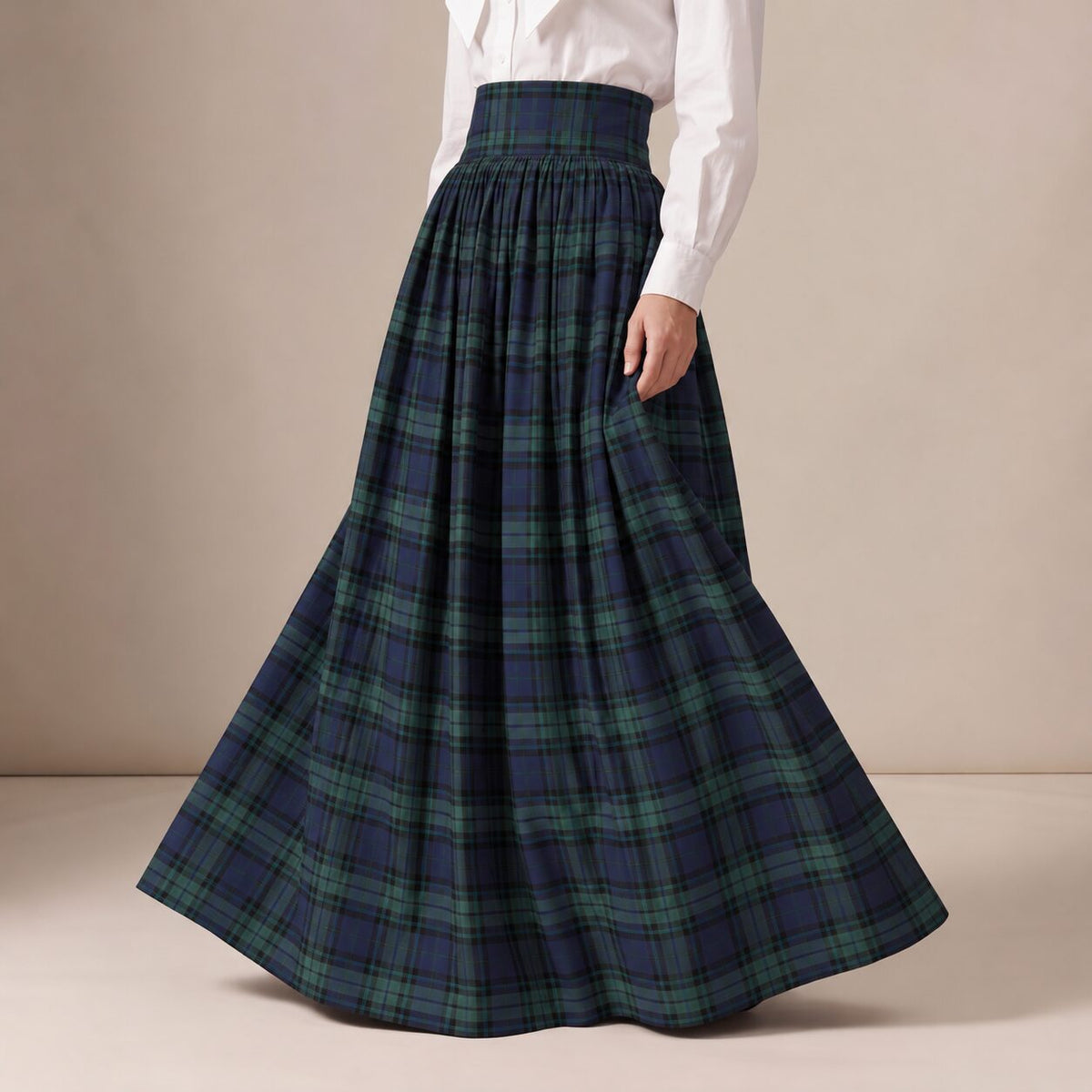 The Holidays Ball Skirt in Blue & Green Scottish Tartan — Mrs. Francoise Holidays 2026