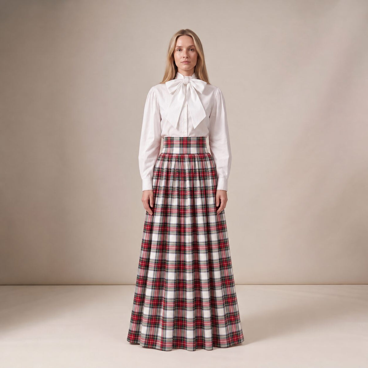 The Holidays Ball Skirt in Ivory Highland Tartan — Mrs. Francoise Holidays 2026