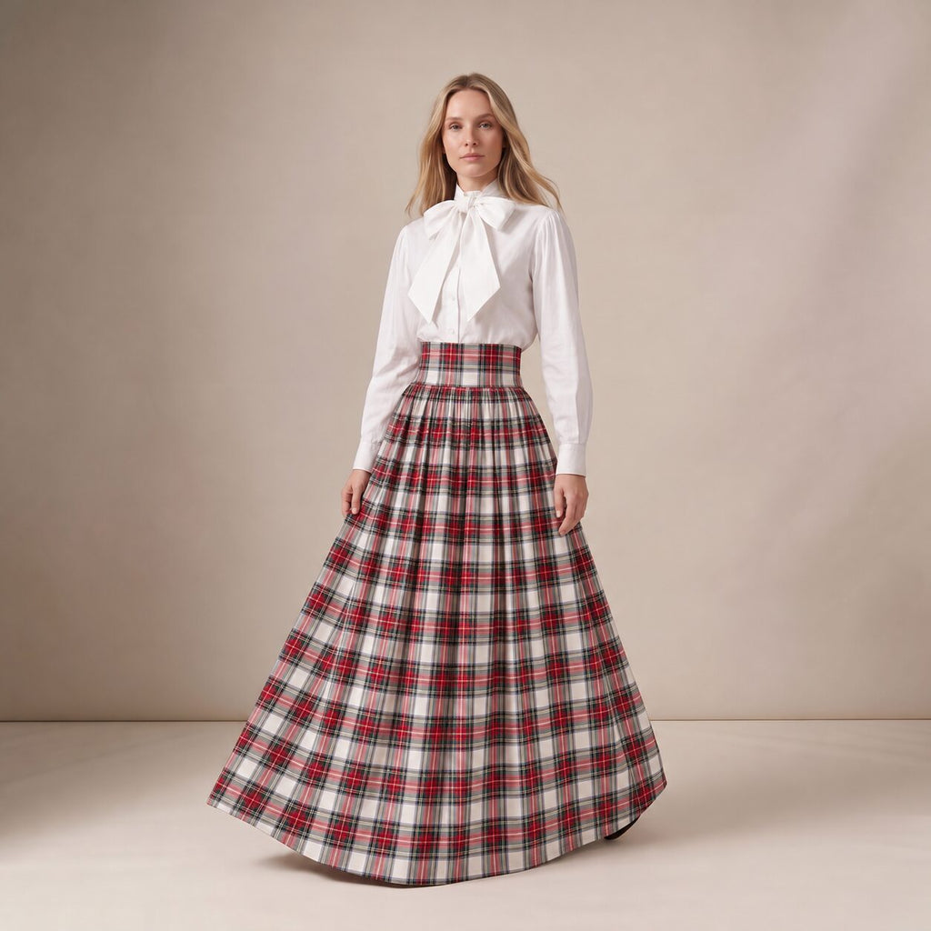 The Holidays Ball Skirt in Ivory Highland Tartan — Mrs. Francoise Holidays 2026