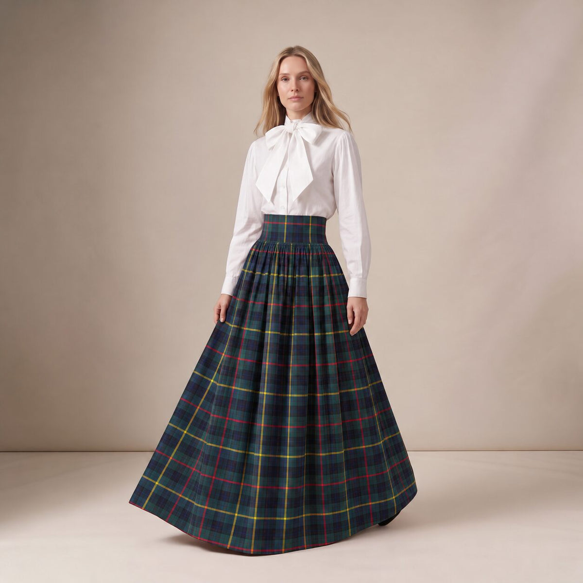 The Holidays Ball Skirt in Blue, Green & Stripes MacLeod Tartan — Mrs. Francoise Holidays 2026