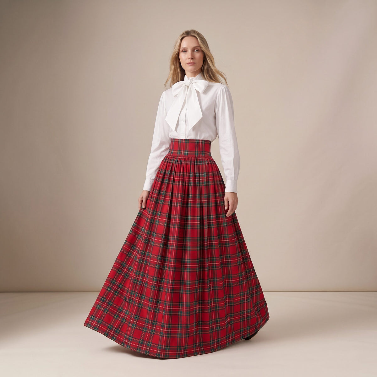 The Holidays Ball Skirt in Red Stewart Tartan — Mrs. Francoise Holidays 2026