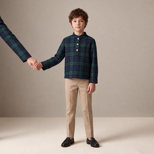 Little Country Jacket in Blue & Green Scottish Tartan — Mrs. Francoise Holidays 2026