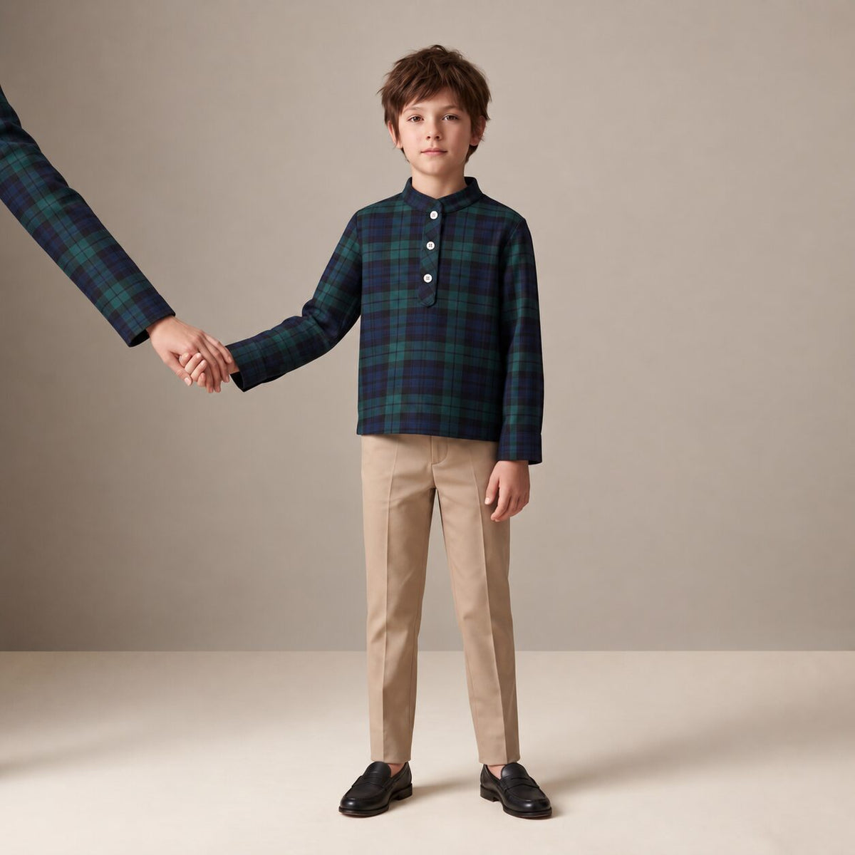 Little Country Jacket in Blue & Green Scottish Tartan — Mrs. Francoise Holidays 2026
