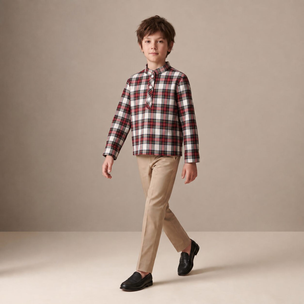 Little Country Jacket in Ivory Highland Tartan — Mrs. Francoise Holidays 2026