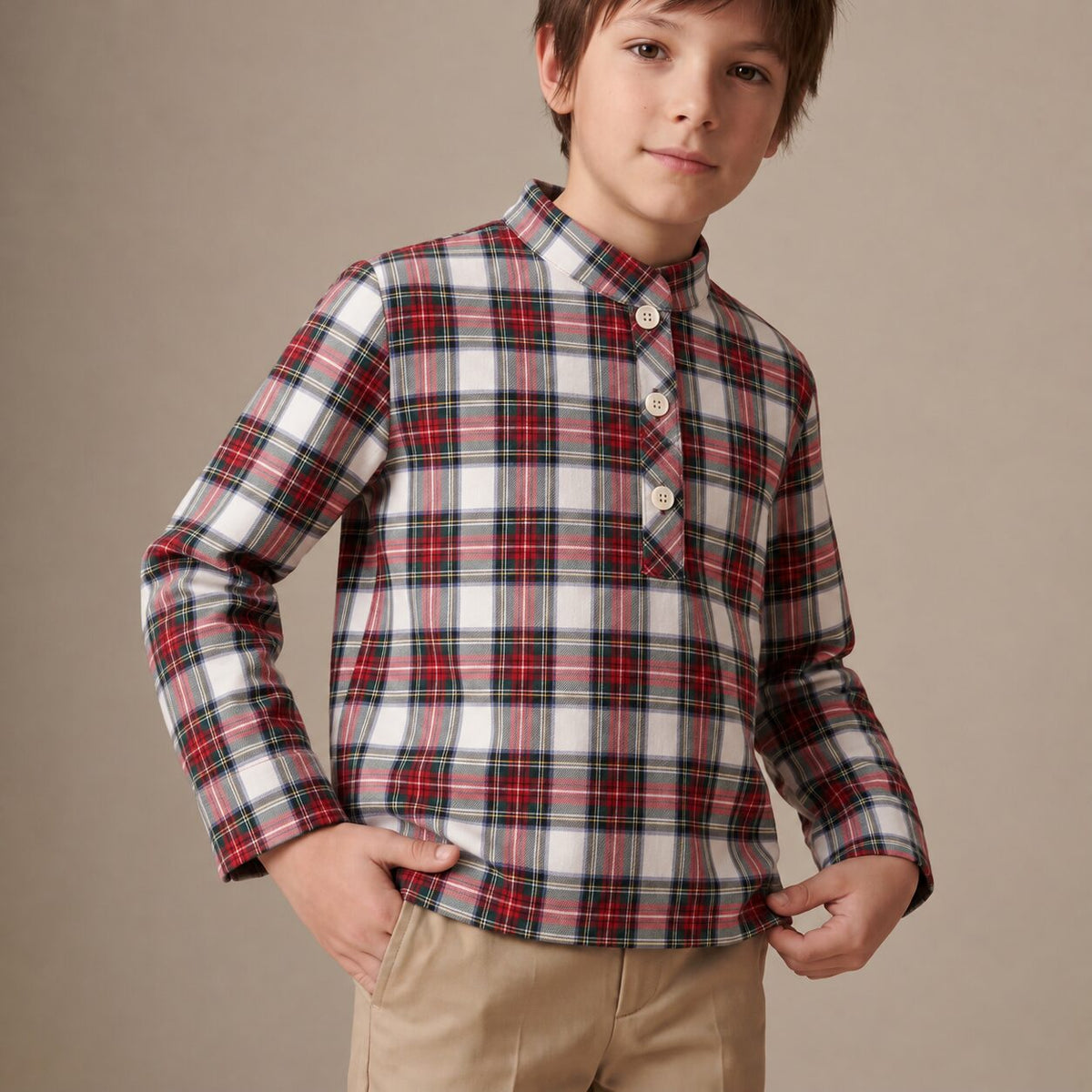 Little Country Jacket in Ivory Highland Tartan — Mrs. Francoise Holidays 2026