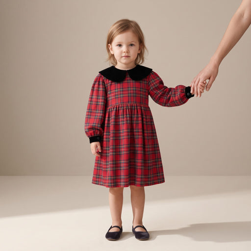 Little Festive Dress in Red Stewart Tartan — Mrs. Francoise Holidays 2026