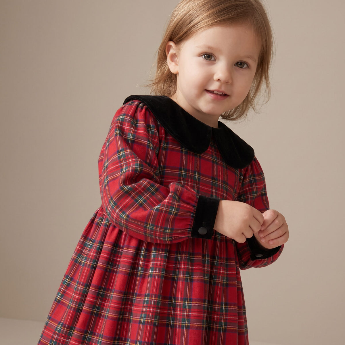 Little Festive Dress in Red Stewart Tartan — Mrs. Francoise Holidays 2026