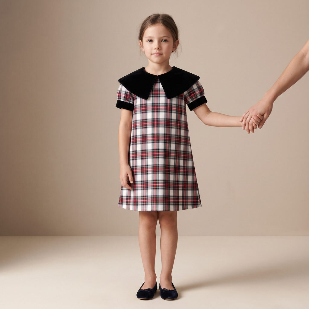 Little Italian Dress in Red Stewart Tartan — Mrs. Francoise Holidays 2026