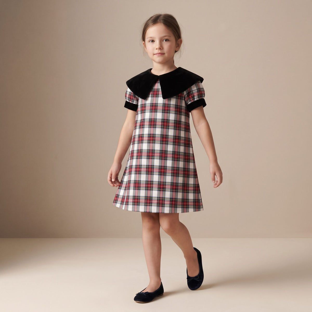 Little Italian Dress in Red Stewart Tartan — Mrs. Francoise Holidays 2026