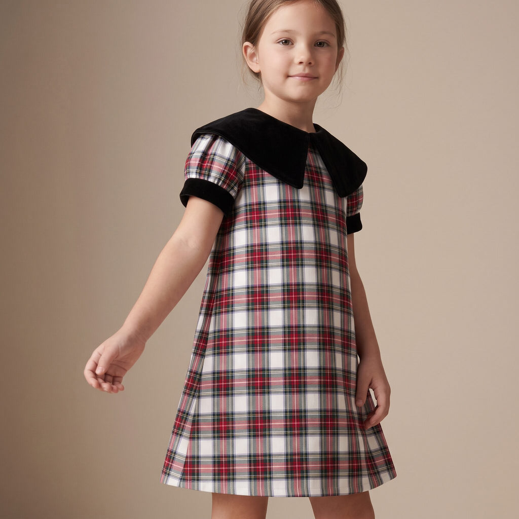 Little Italian Dress in Red Stewart Tartan — Mrs. Francoise Holidays 2026