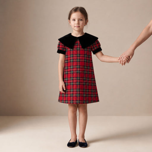 Little Italian Dress in Red Stewart Tartan — Mrs. Francoise Holidays 2026