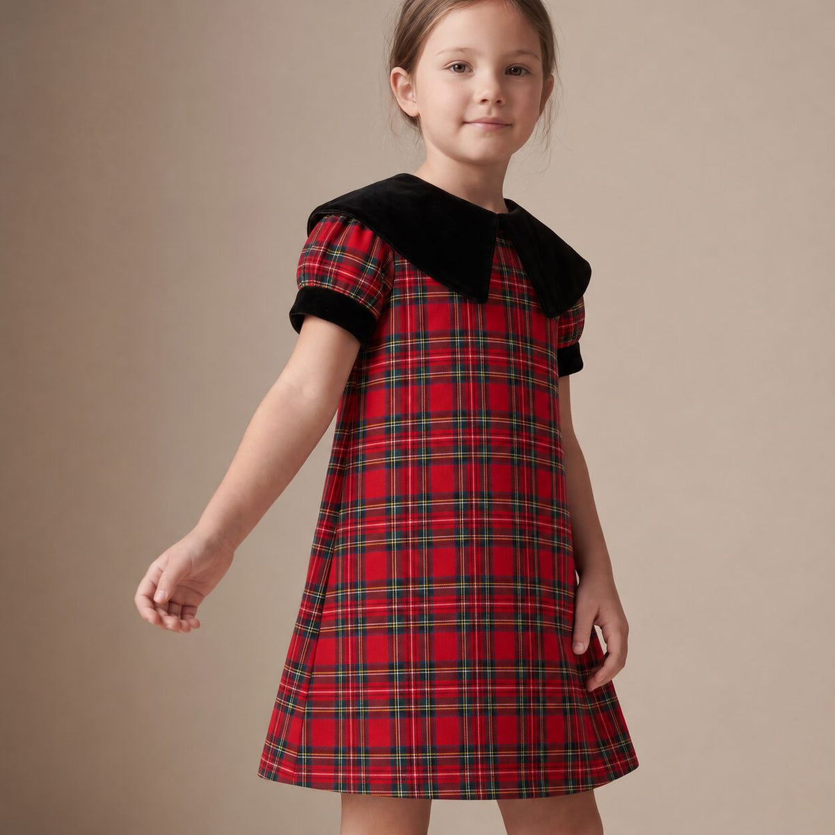 Little Italian Dress in Red Stewart Tartan — Mrs. Francoise Holidays 2026