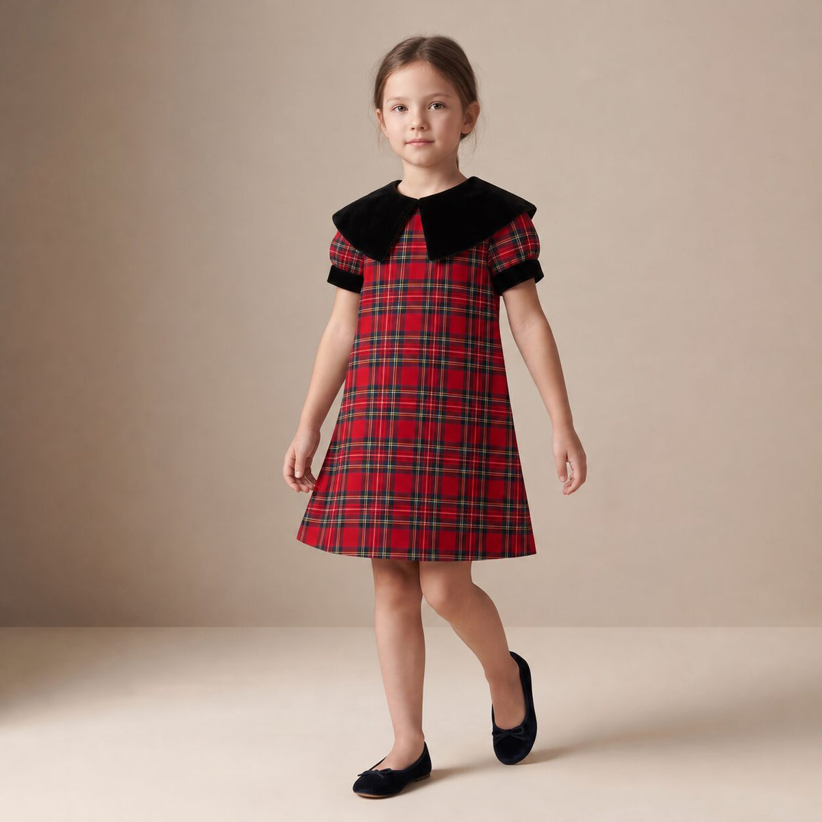 Little Italian Dress in Red Stewart Tartan — Mrs. Francoise Holidays 2026