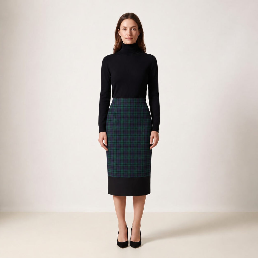 The Longuette Skirt in Blue & Green Scottish Tartan — Mrs. Francoise Holidays 2026