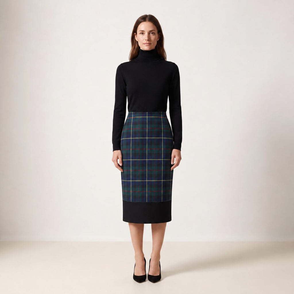 The Longuette Skirt in Blue, Green & Stripes MacLeod Tartan — Mrs. Francoise Holidays 2026