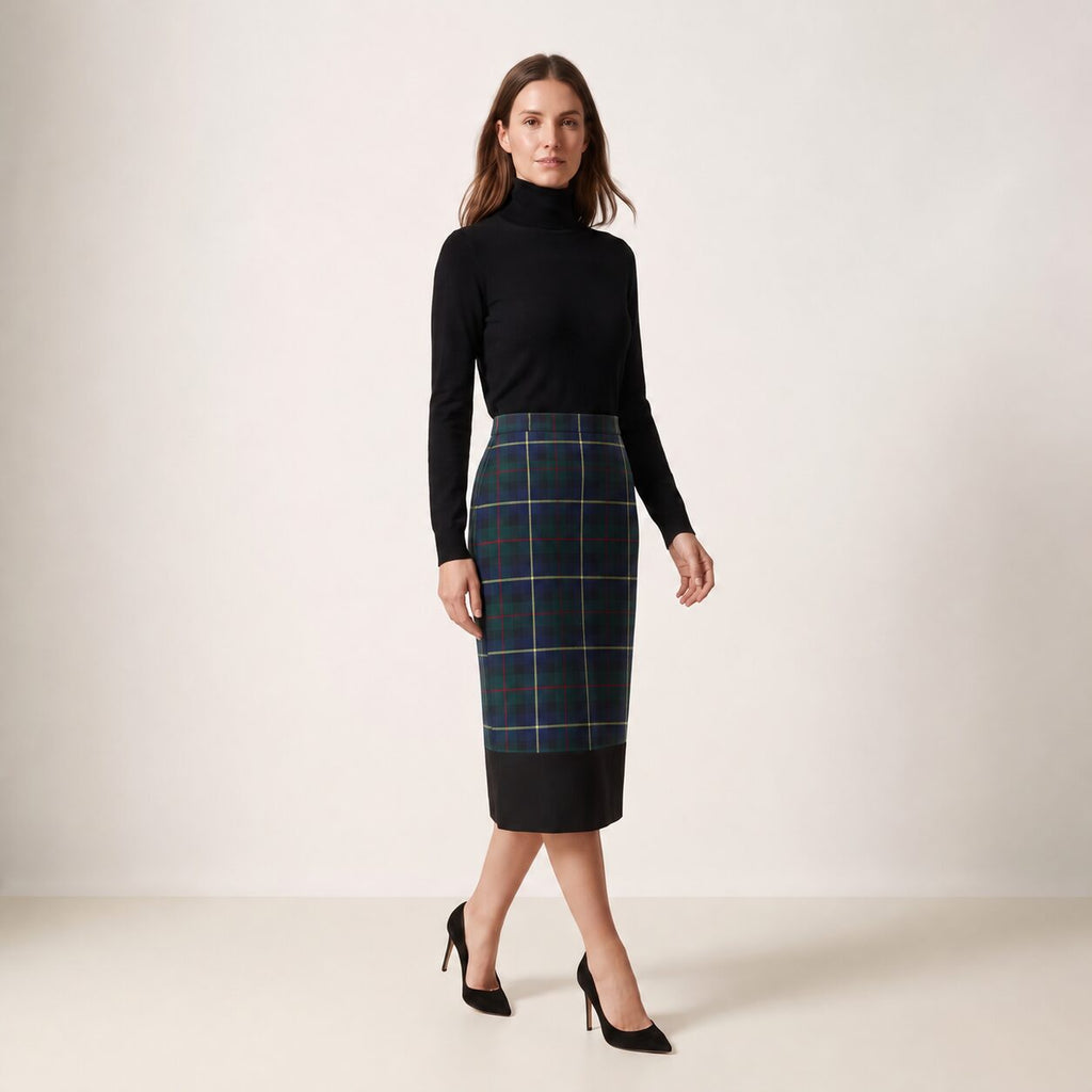 The Longuette Skirt in Blue, Green & Stripes MacLeod Tartan — Mrs. Francoise Holidays 2026