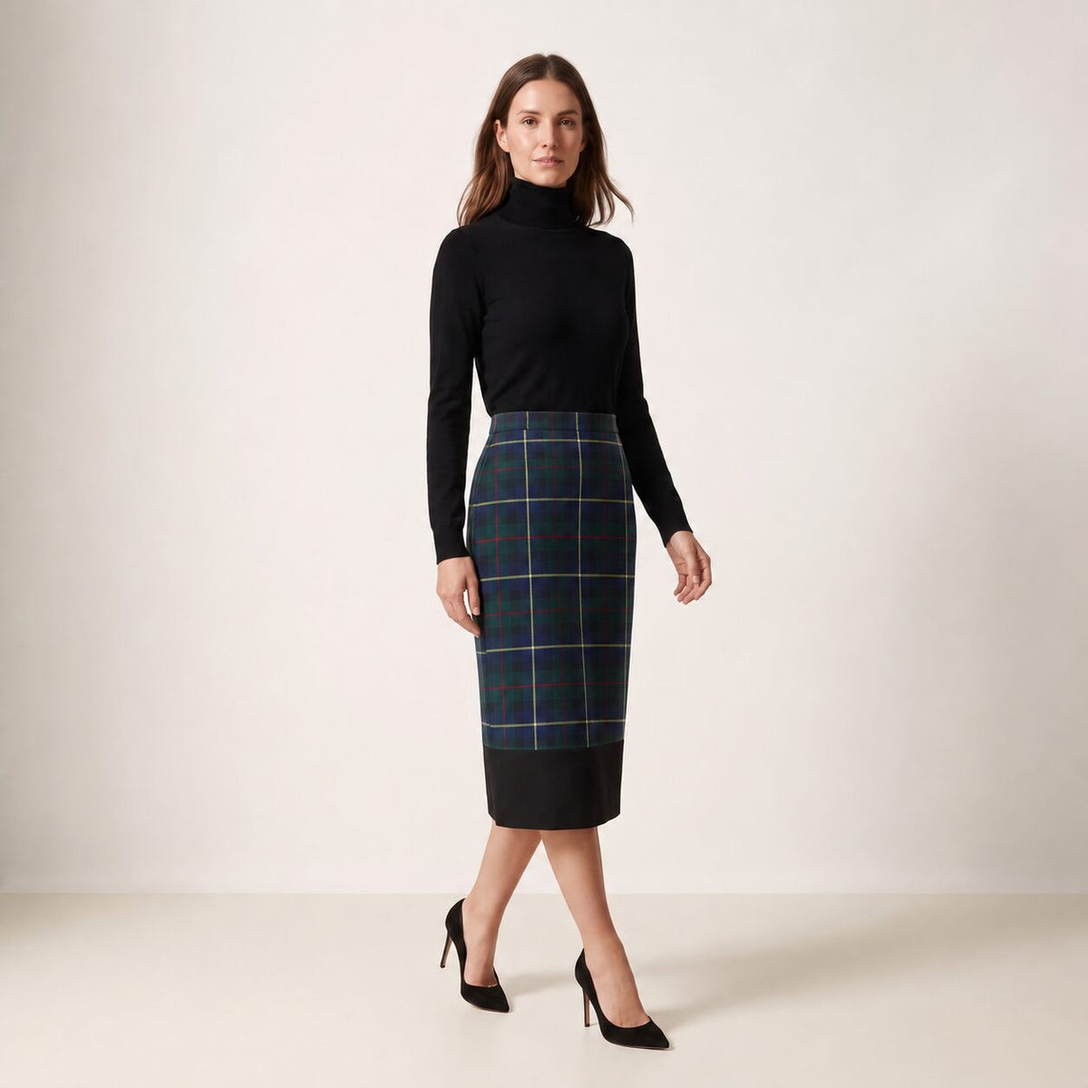 The Longuette Skirt in Blue, Green & Stripes MacLeod Tartan — Mrs. Francoise Holidays 2026