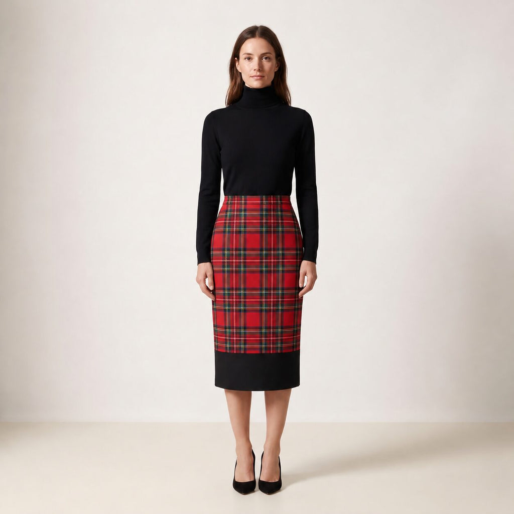 The Longuette Skirt in Red Stewart Tartan — Mrs. Francoise Holidays 2026