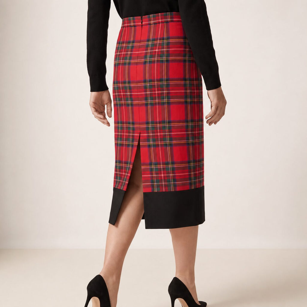 The Longuette Skirt in Red Stewart Tartan — Mrs. Francoise Holidays 2026
