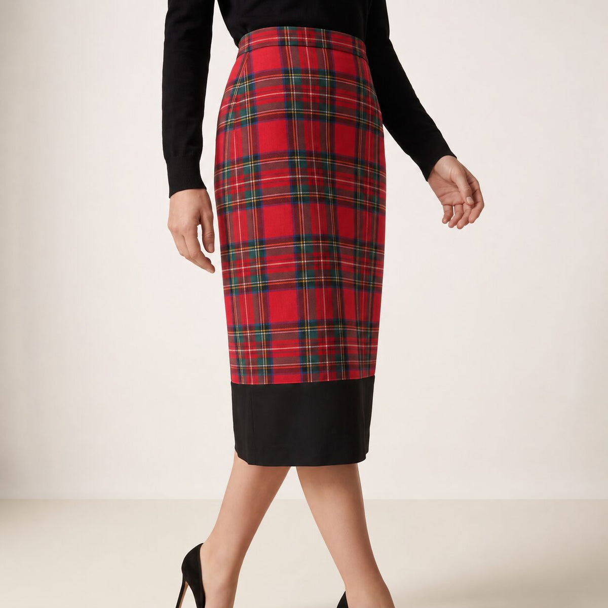 The Longuette Skirt in Red Stewart Tartan — Mrs. Francoise Holidays 2026
