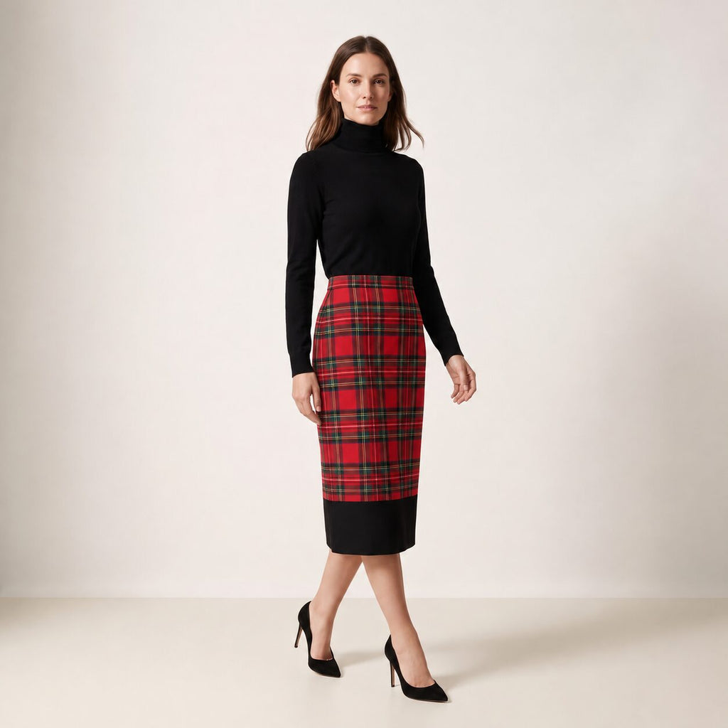The Longuette Skirt in Red Stewart Tartan — Mrs. Francoise Holidays 2026