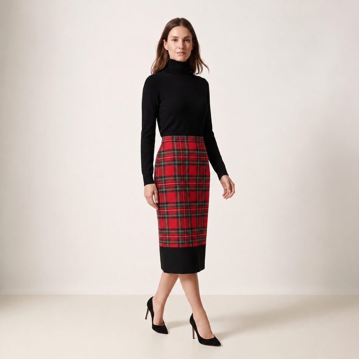 The Longuette Skirt in Red Stewart Tartan — Mrs. Francoise Holidays 2026