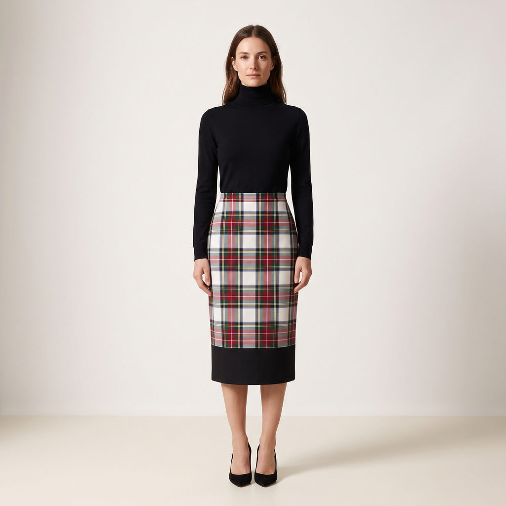 The Longuette Skirt in Red Stewart Tartan — Mrs. Francoise Holidays 2026