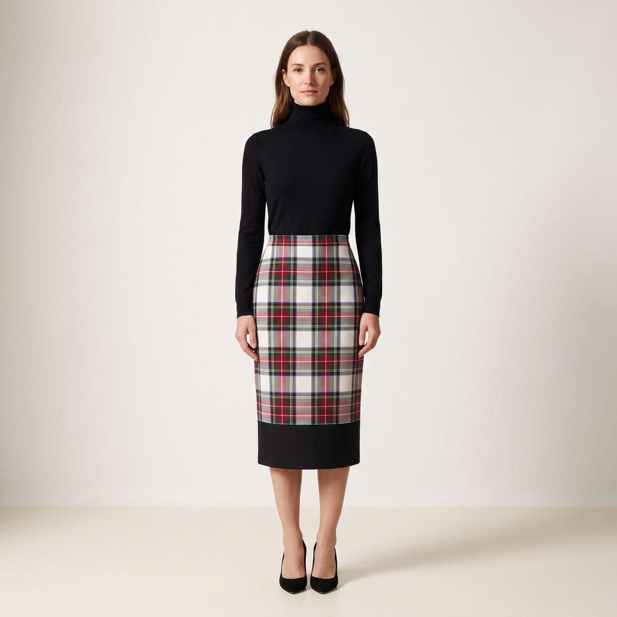 The Longuette Skirt in Red Stewart Tartan — Mrs. Francoise Holidays 2026