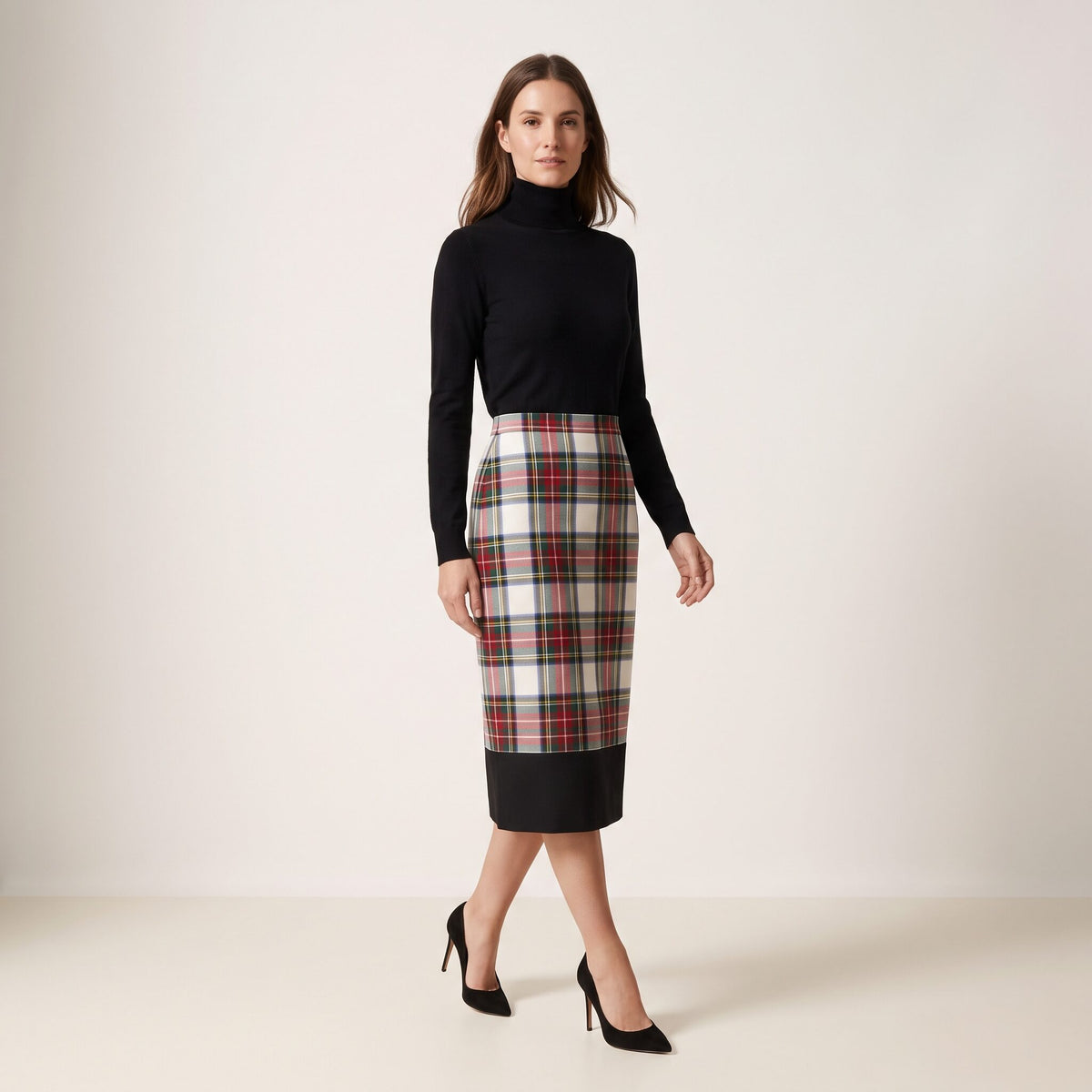 The Longuette Skirt in Red Stewart Tartan — Mrs. Francoise Holidays 2026