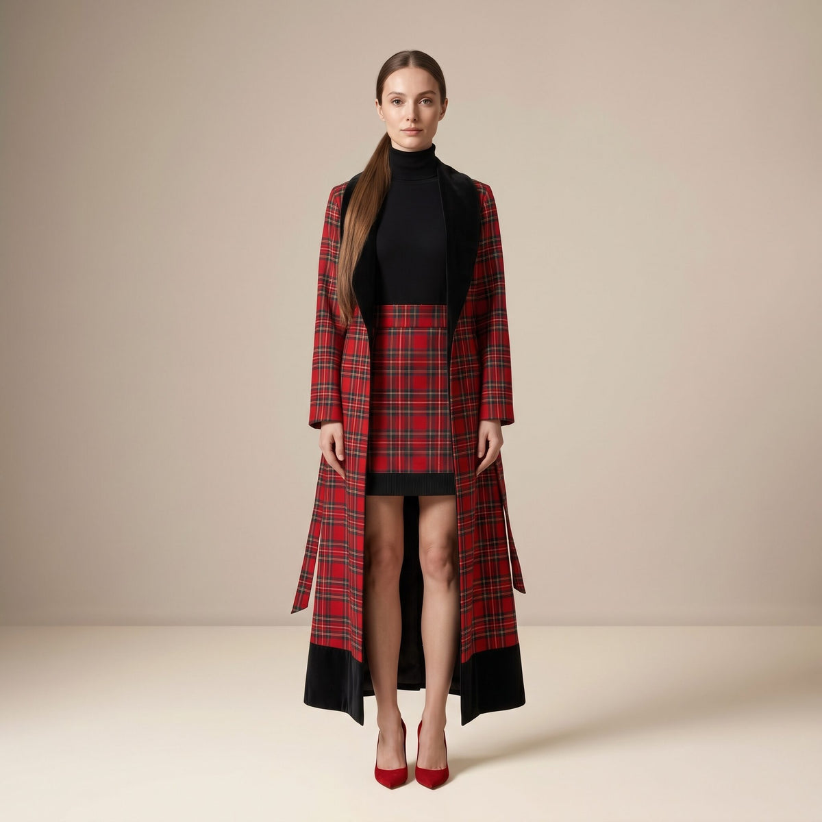 The Midnight Coat in Red Stewart Tartan — Mrs. Francoise Holidays 2026