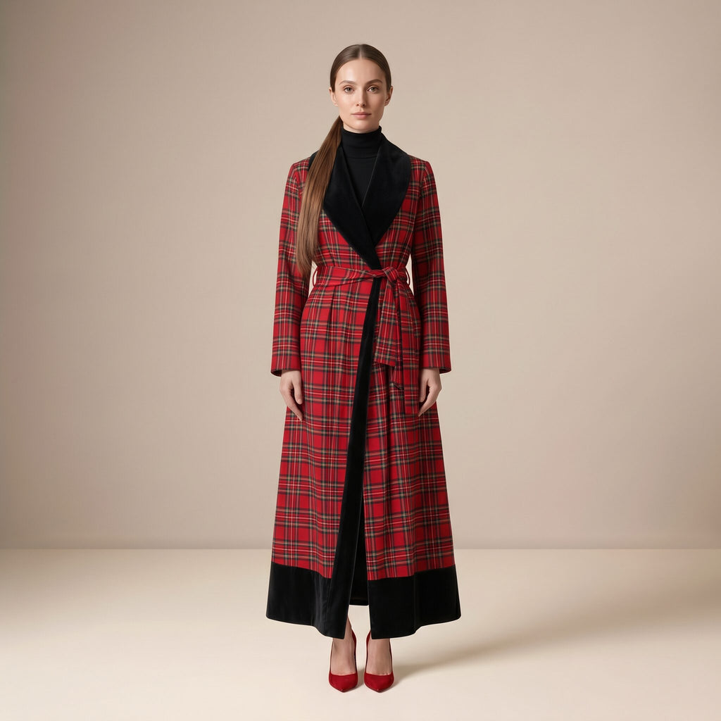 The Midnight Coat in Red Stewart Tartan — Mrs. Francoise Holidays 2026